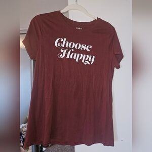 Burgundy 'Choose Happy' Tee